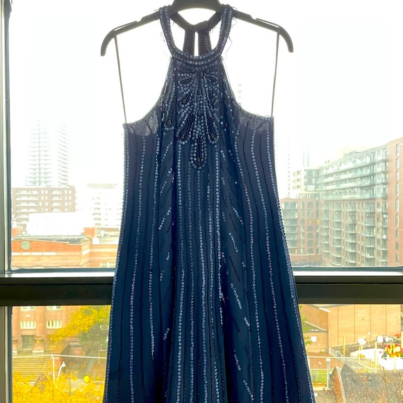 Royal Blue Xenia Silk A-line Cocktail Dress - Picture 3 of 6